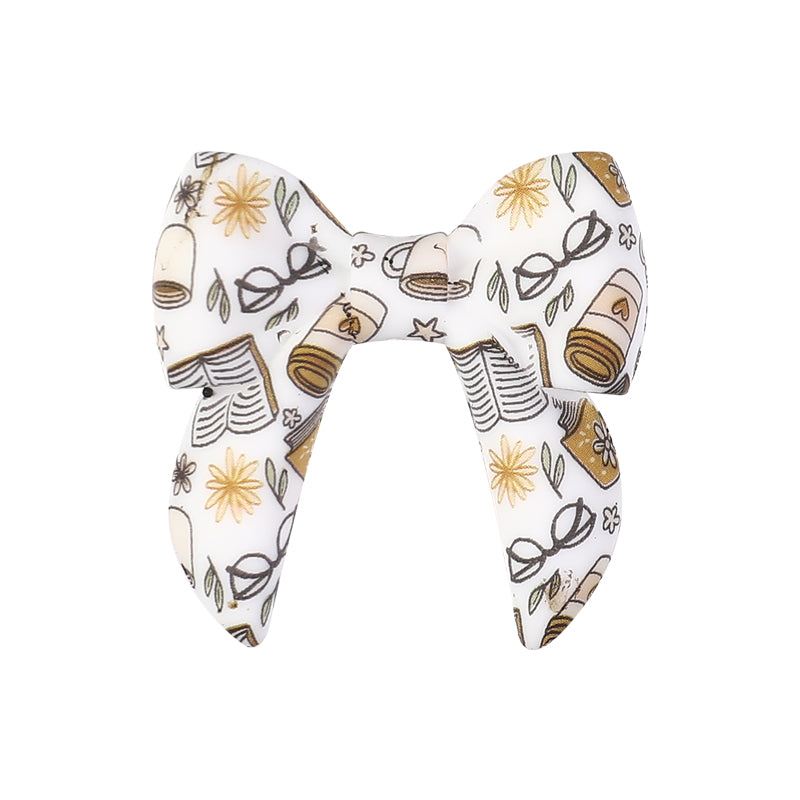 10pcs 3D Bow Printed Silicone Focal Beads