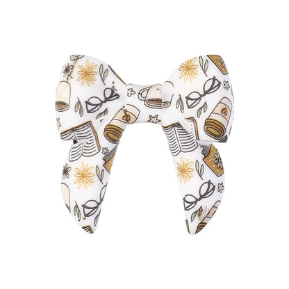 10pcs 3D Bow Printed Silicone Focal Beads