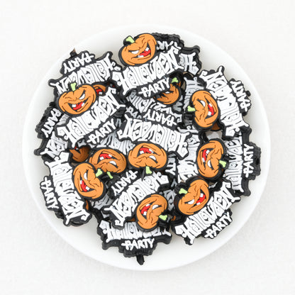 Halloween Pumpkin Silicone Focal Beads Spooky Party Design 20pcs 2