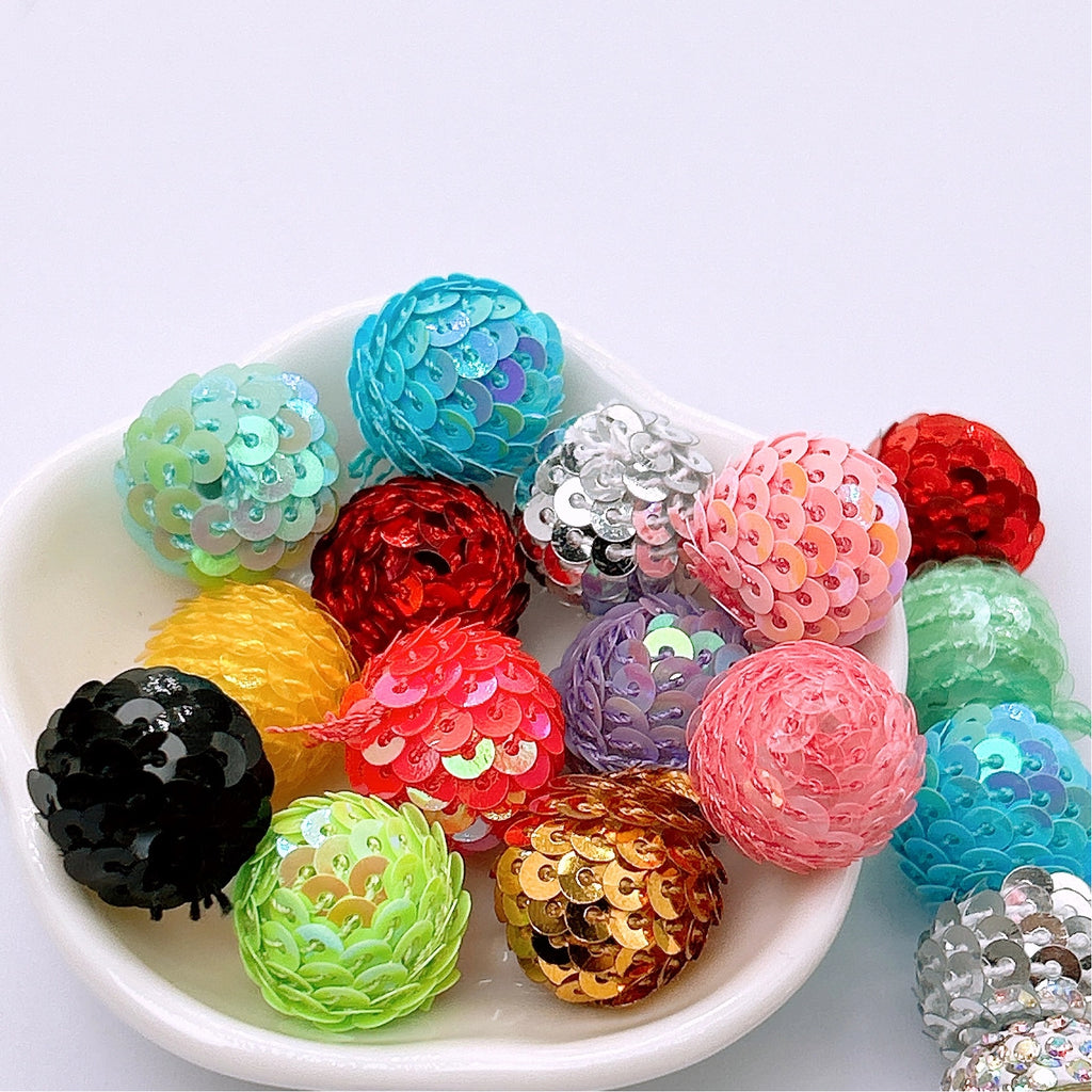 Glitter Bubblegum Beads 16-20mm Fish Scale Sequin Cluster 50pcs
