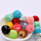 Glitter Bubblegum Beads 16-20mm Fish Scale Sequin Cluster 50pcs