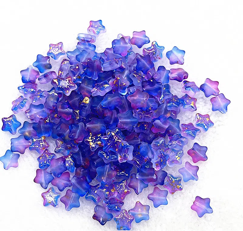 Pentagonal Star Glass Beads 8mm Transparent Pastel Colors 30pcs 23