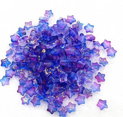 Pentagonal Star Glass Beads 8mm Transparent Pastel Colors 30pcs 23