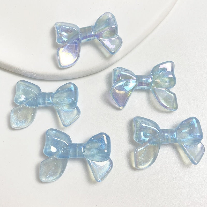Glow Bowknot Acrylic Beads 24x32mm Iridescent Light In The Dark 10pcs 9