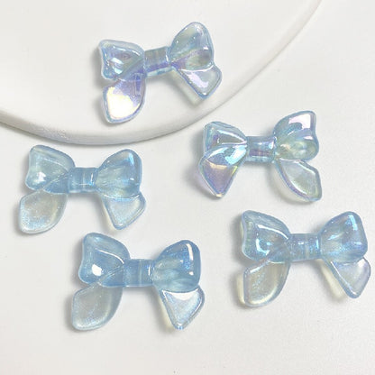 Glow Bowknot Acrylic Beads 24x32mm Iridescent Light In The Dark 10pcs 9