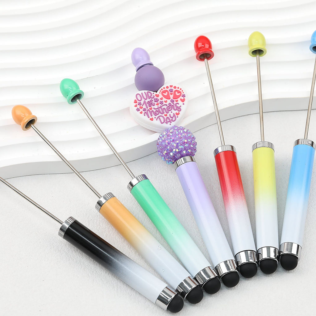 Gradient Color 3 In 1 Beadable Stylus Pens Plastic Body