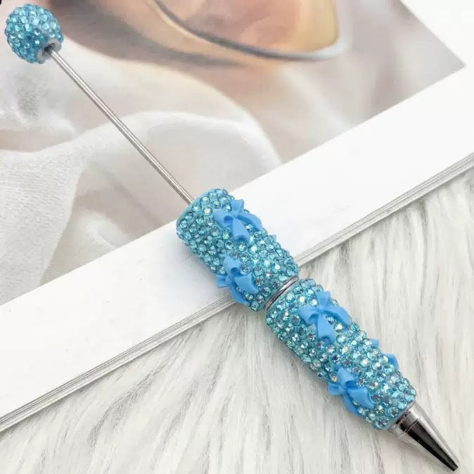Beadable Pen with Rhinestone Bow Decoration 28