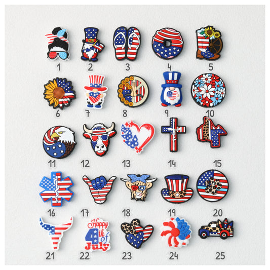 USA Independence Day Silicone Focal Beads Patriotic Collection 20pcs 2