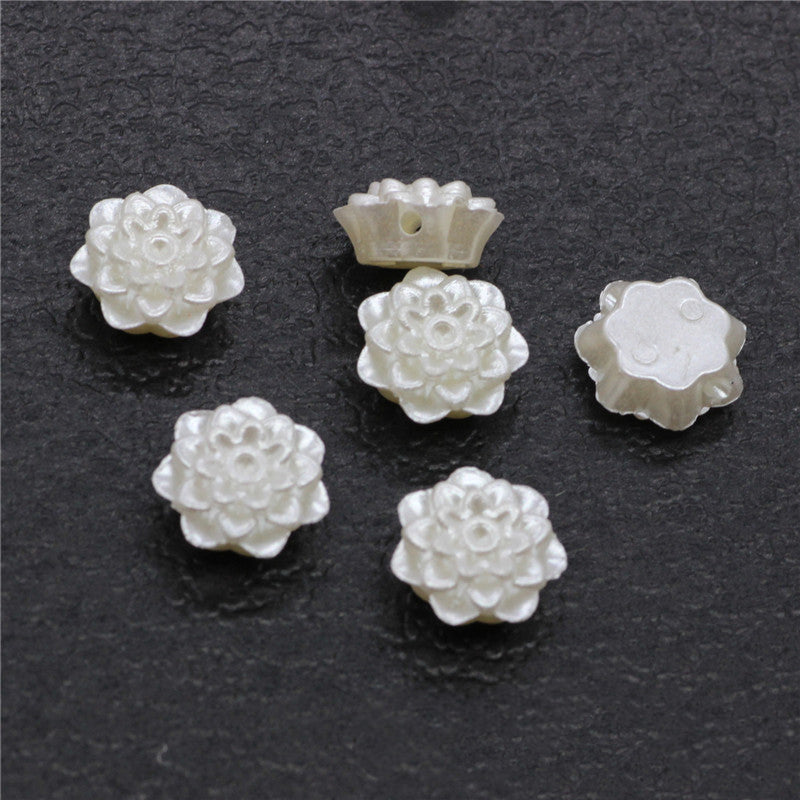 Pearl Imitation Flower Acrylic Beads 2-13mm White 100pcs 11