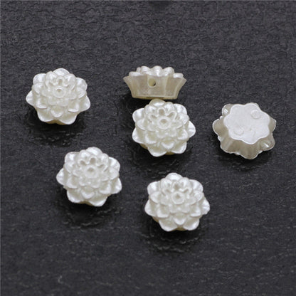 Pearl Imitation Flower Acrylic Beads 2-13mm White 100pcs 11