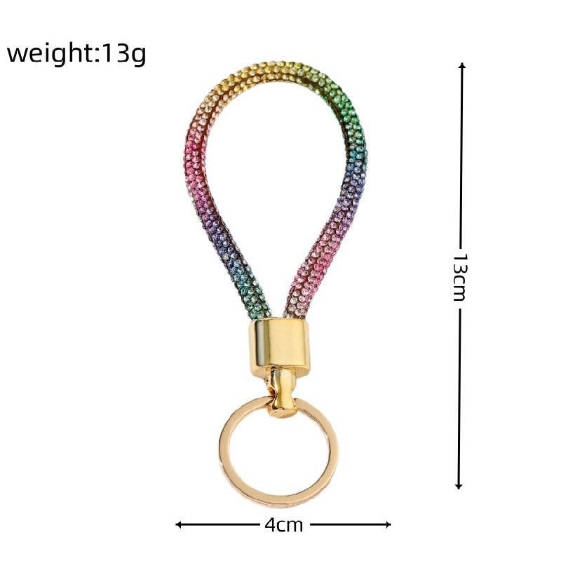 Rhinestone Keychain Metal Rainbow Gradient with Gold Clasp 5
