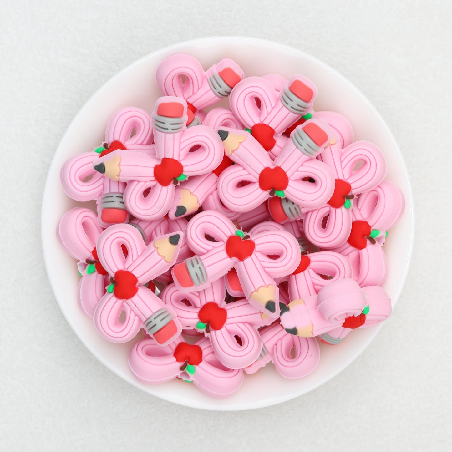 3D Colored Pencil Bow Silicone Focal Beads 20pcs 4