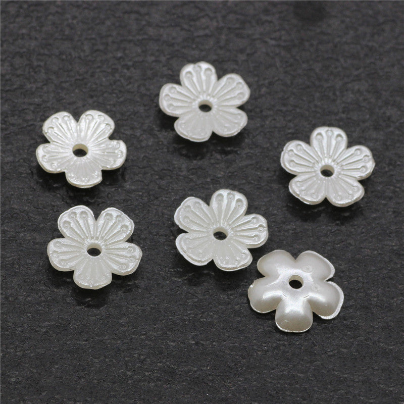 Pearl Imitation Flower Acrylic Beads 2-13mm White 100pcs 7
