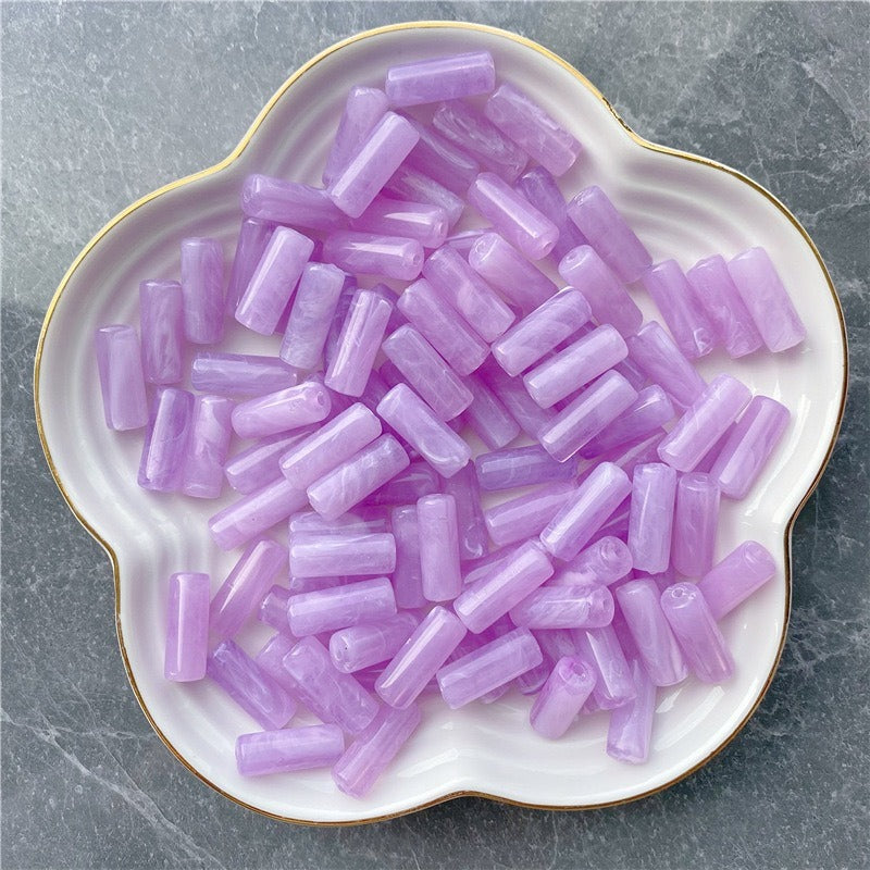 Acrylic Tube Beads 8x20mm Pastel Marbled Soft Glow 10pcs 6