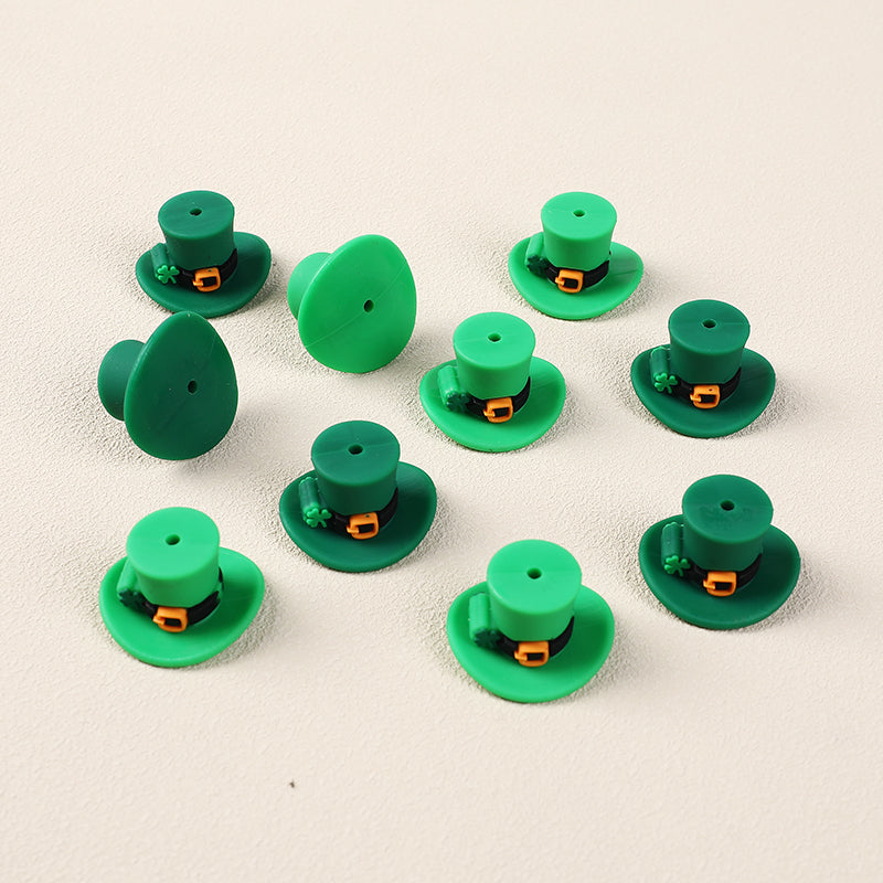 Silicone 3D Focal Beads St Patrick Day Lucky Cap With Shamrock Buckle 2