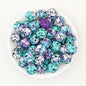 15mm Cow PPrinted Round Silicone Beads Colorful Spots 50pcs 6