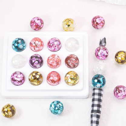 Shimmer Filled Round Acrylic Beads 16mm Colorful Mixed 50pcs