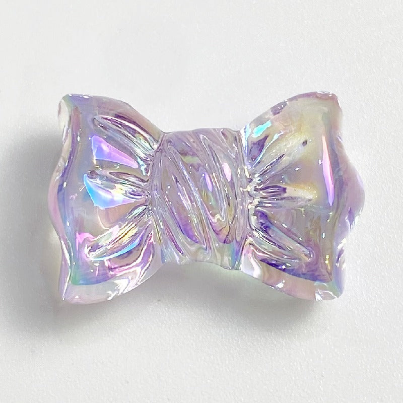 Transparent Bow Knot Acrylic Beads 14x26mm Iridescent 50pcs 9