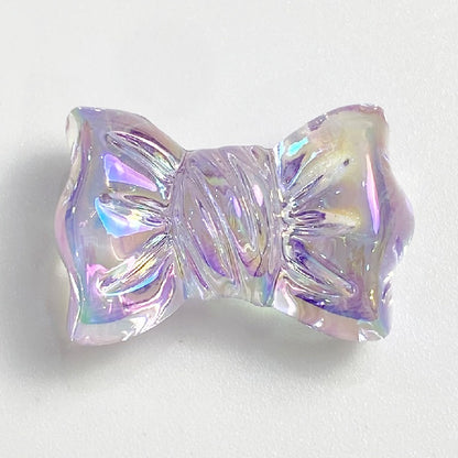 Transparent Bow Knot Acrylic Beads 14x26mm Iridescent 50pcs 9