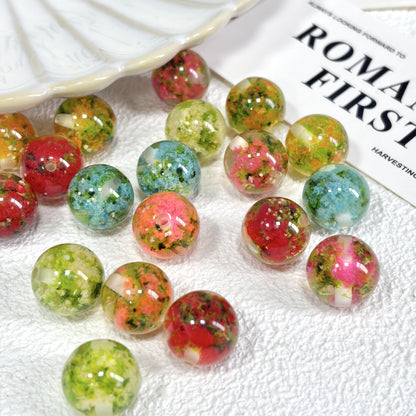 Floral Clear 16mm Resin Round Luminous Beads 10pcs 4