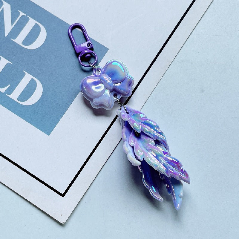 Acrylic Feather Keychain Iridescent Pastel Butterfly Charm 11