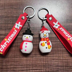 Soft Rubber Christmas Tree and Santa Claus Keychain with Red Strap 3
