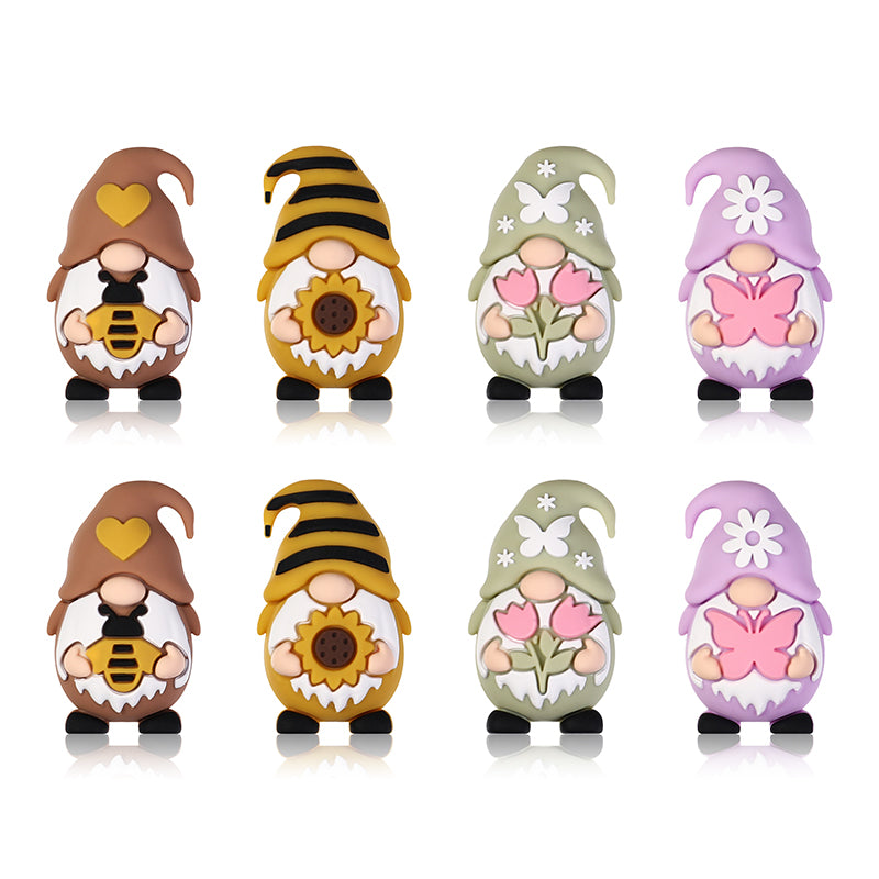 Silicone 3D Focal Beads Spring Dwarf Holding Bee Heart 20pcs 4
