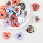 Heart Spiderweb Acrylic Beads Wholesale, Flat Halloween Design, 20mm