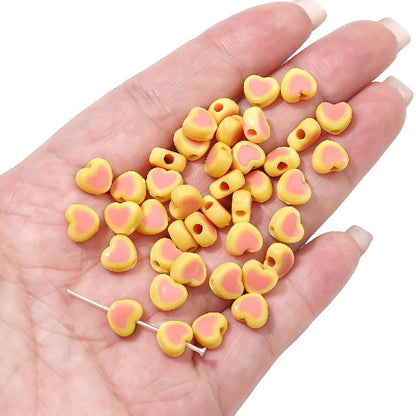 Colorful Heart Acrylic Beads 8x7mm Pastel Mixed 60pcs 11
