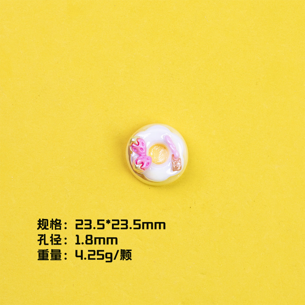 Plating Sweet Bow Doughnuts Resin Beads Glossy Pastel Colors 10pcs 5
