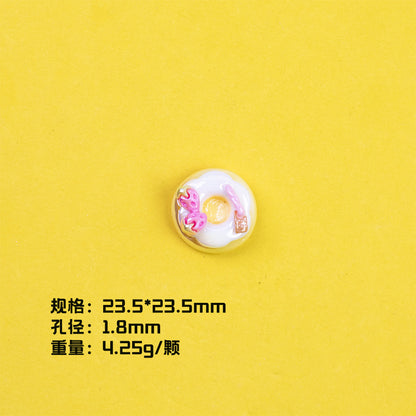 Plating Sweet Bow Doughnuts Resin Beads Glossy Pastel Colors 10pcs 5