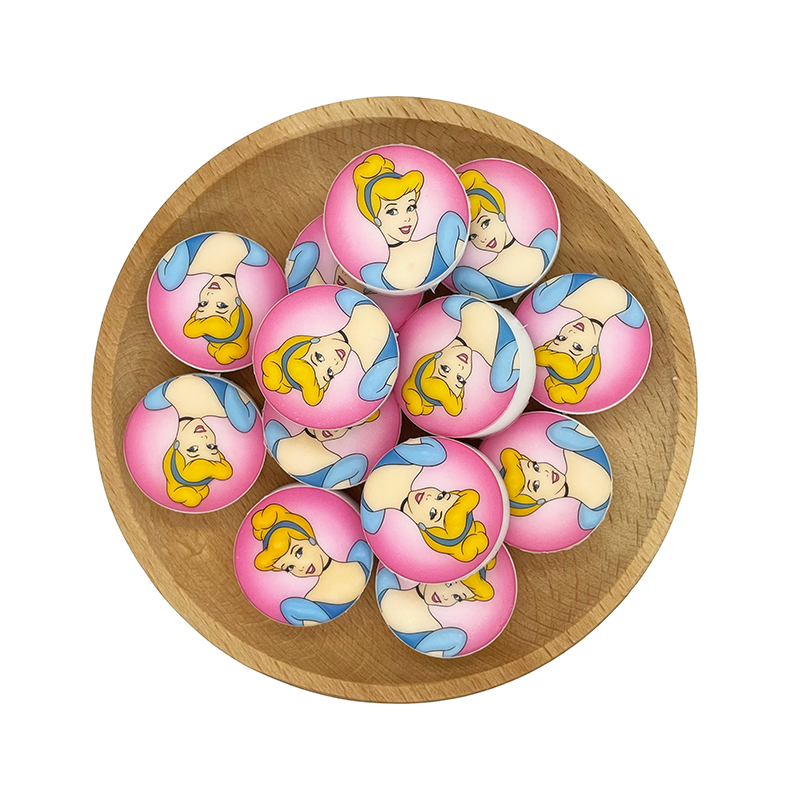 Silicone Focal Beads Snow White Princess Pink Background 20pcs 3