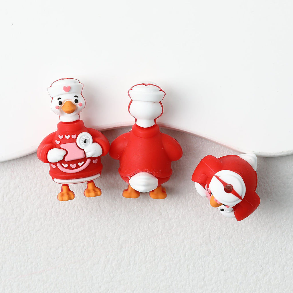 Red Doctor Outfit 3D Silicone Focal Beads 20pcs