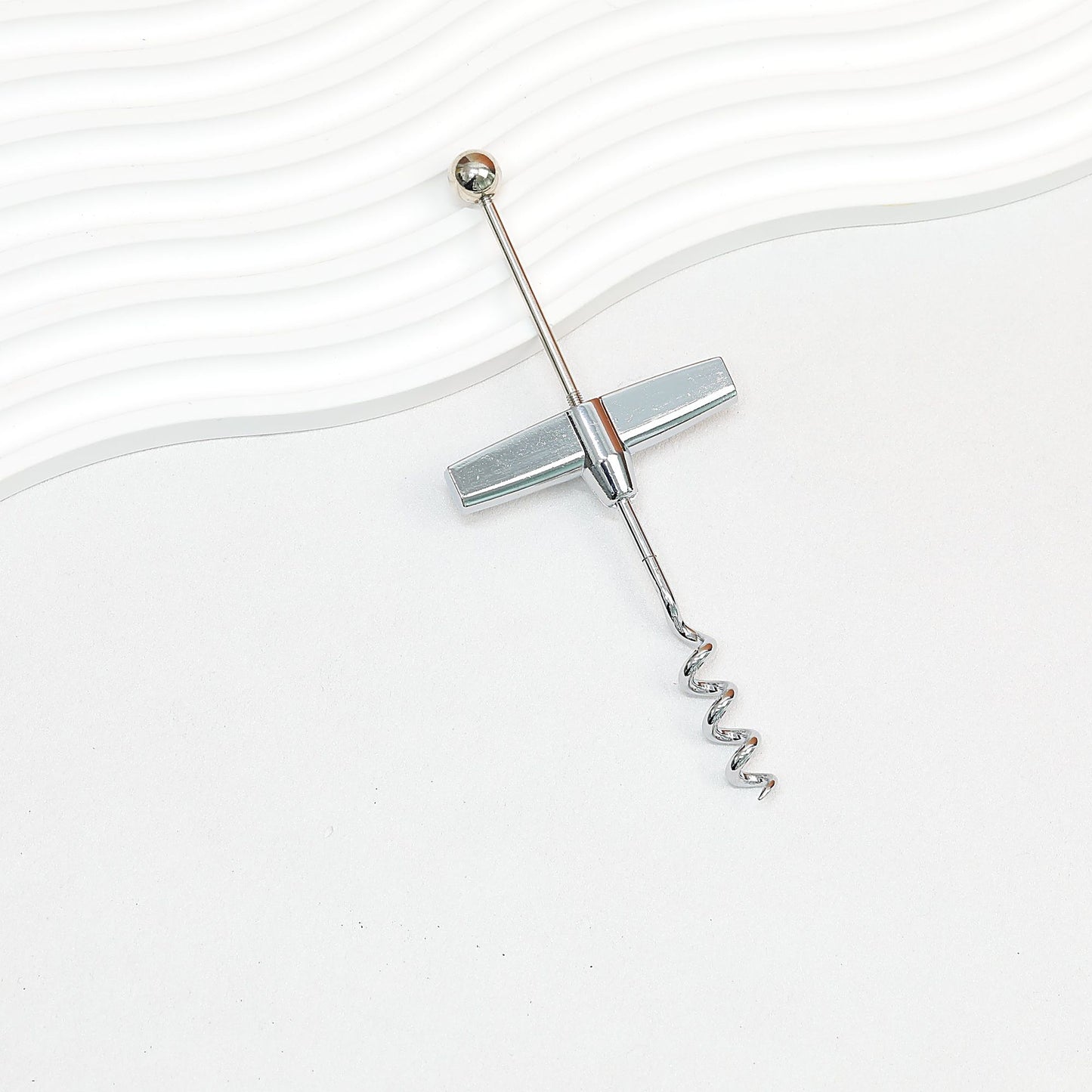 Beadable Wine Bottle Opener Aluminum Alloy Silver Tone