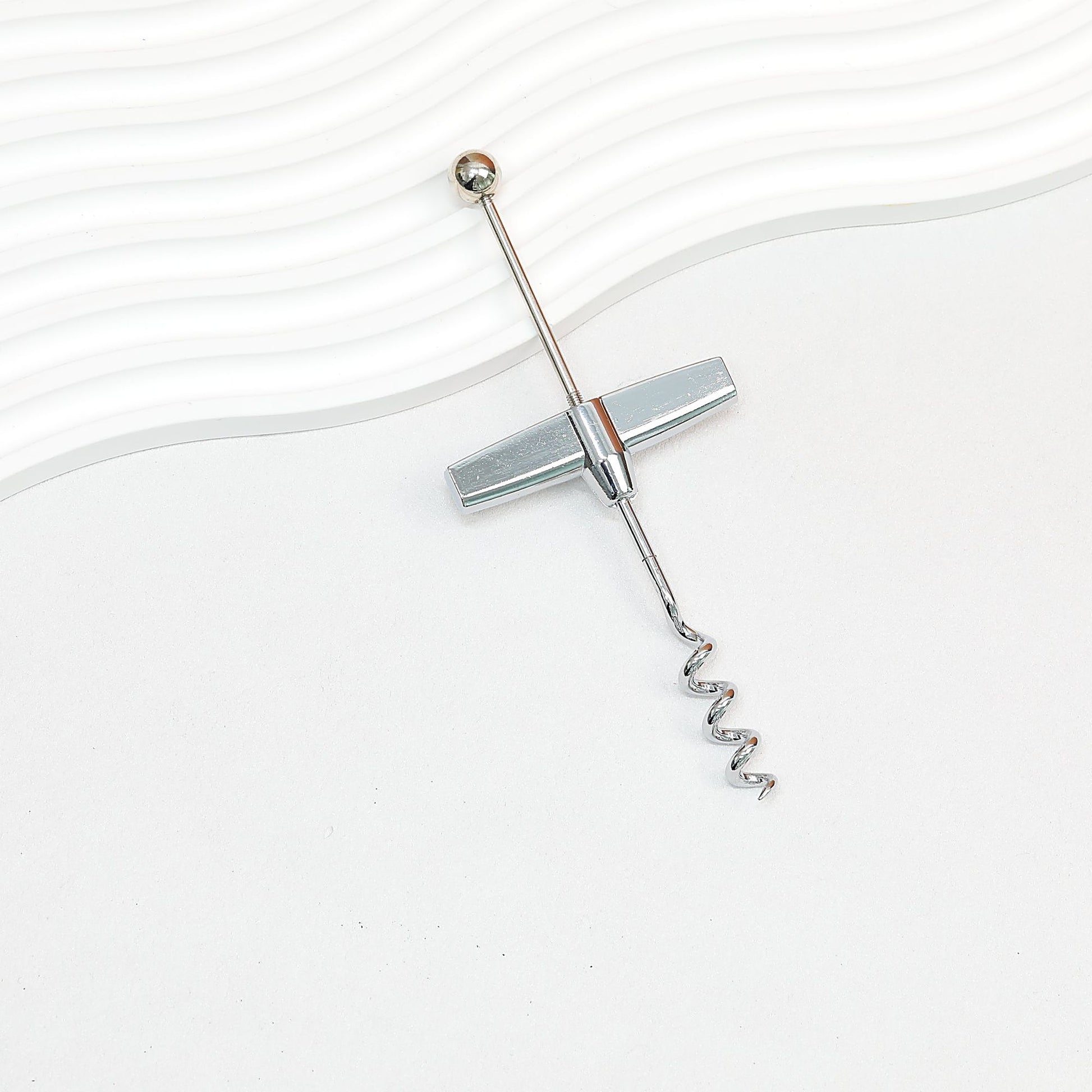 Beadable Wine Bottle Opener Aluminum Alloy Silver Tone