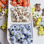 Hand Painted Bear Acrylic Beads 33x22mm Glossy Pastel 5pcs 2