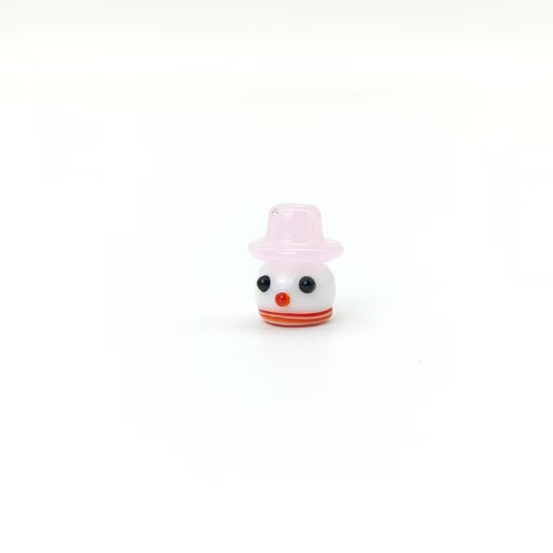 Lampwork Glass Beads Christmas Hat Snowman 15mm Hand Painted 4pcs 14