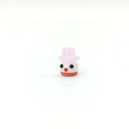Lampwork Glass Beads Christmas Hat Snowman 15mm Hand Painted 4pcs 14