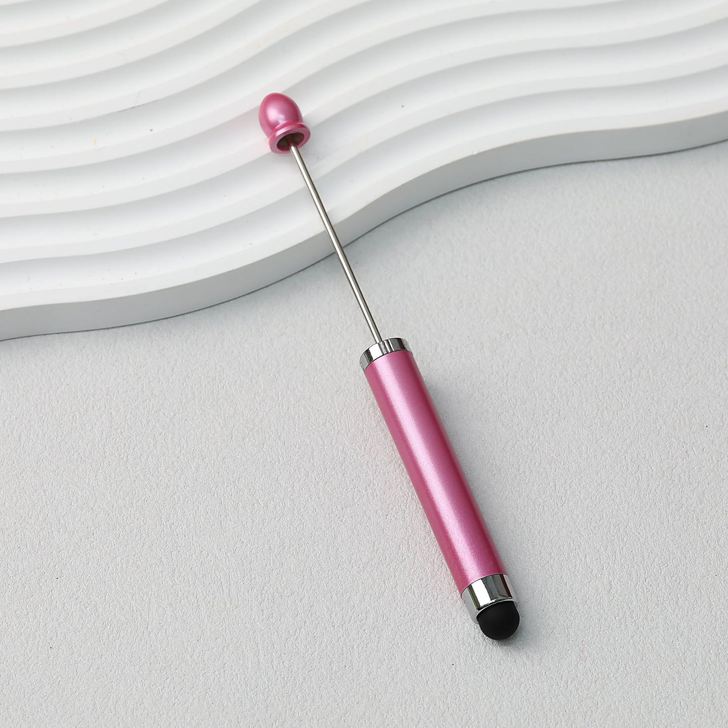 Beadable Stylus Pen Plastic Multi Color 3 in 1 Function - Light rose
