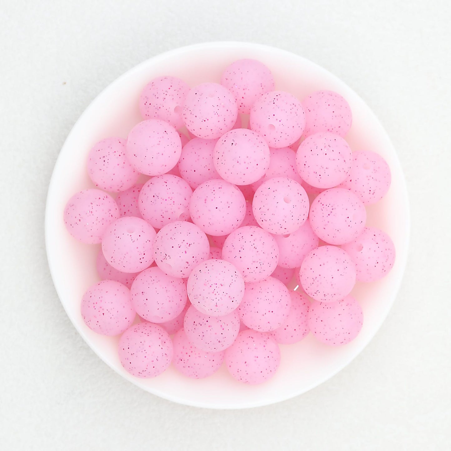 15mm Glitter Silicone Round Beads with 2.5mm Hole 50pcs - Glitter Pink