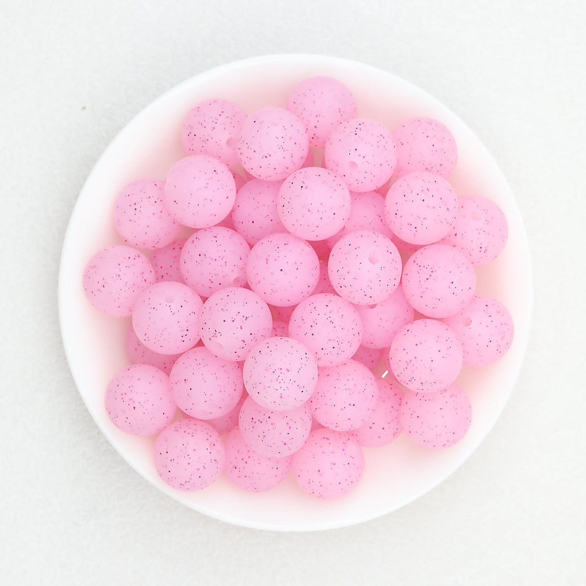 15mm Glitter Silicone Round Beads with 2.5mm Hole 50pcs - Glitter Pink