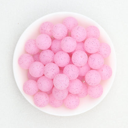 15mm Glitter Silicone Round Beads with 2.5mm Hole 50pcs - Glitter Pink