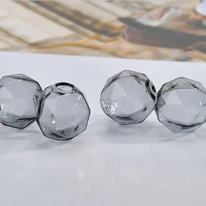 Transparent Faceted Hollow Polygonal Glass Beads 16mm 10pcs 12