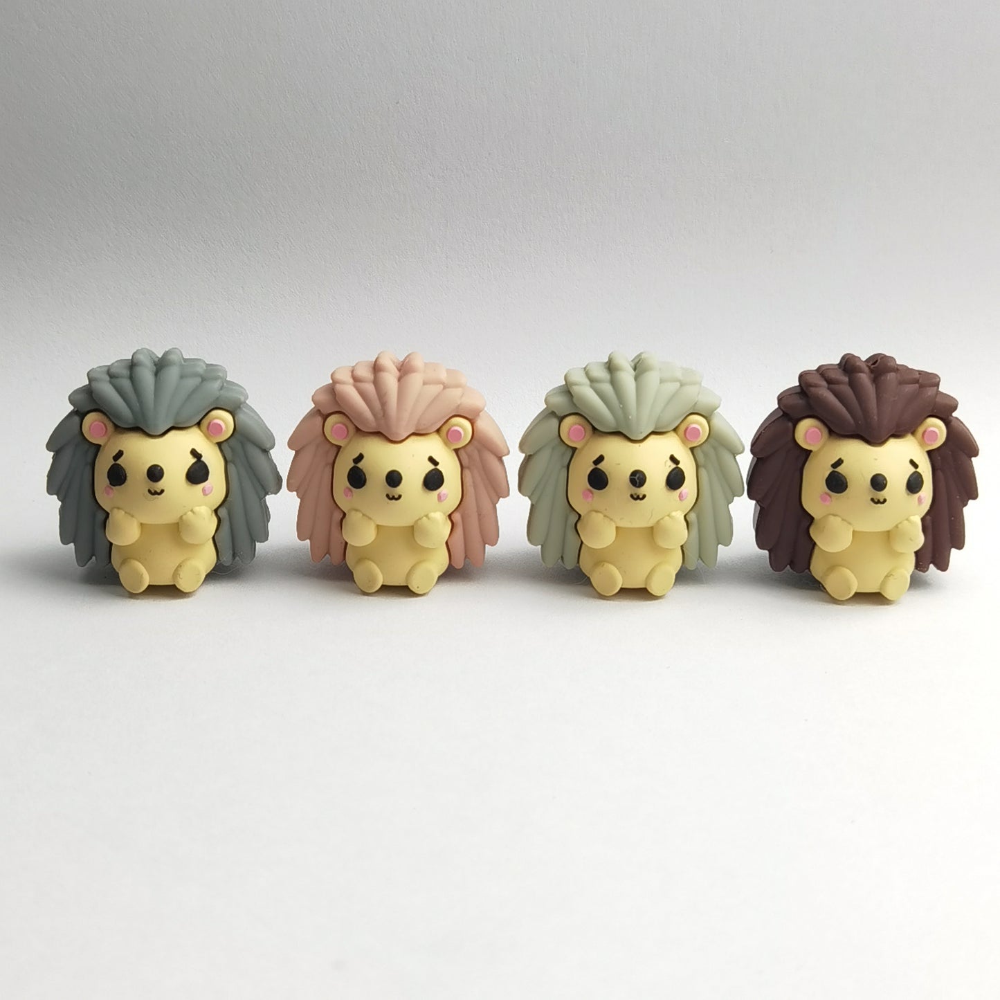 Silicone 3D Focal Beads Hedgehog Front Facing 20pcs