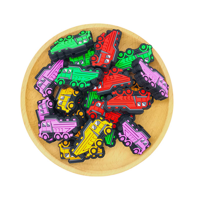 Silicone Focal Beads Four Color Engineering Transporter Truck Design 6