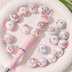 16mm Printed Double Sided Cat Pattern Acrylic Round Beads 20pcs 2