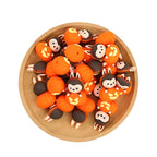 Silicone 3D Focal Beads Halloween Pumpkin Bunny Ears Holding Pumpkin 20pcs 3