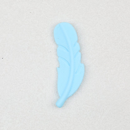 Colorful Feather Shaped Silicone Beads 20pcs - Lake Blue