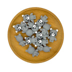 Silicone 3D Focal Beads Grey Cat Front View 20pcs 2