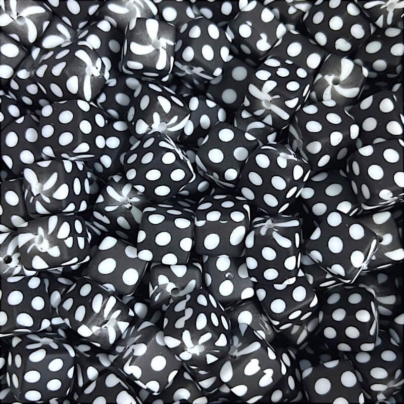 13.5mm Square Silicone Beads Printed Designs Mix 50pcs 19